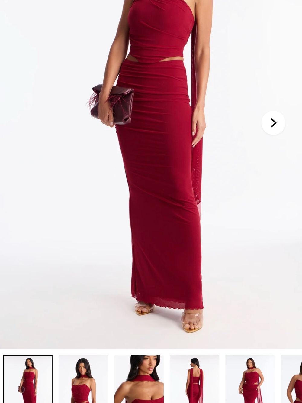 Fashion nova - Wine Red Maxi Skirt - Elegant Ruched Silhouette